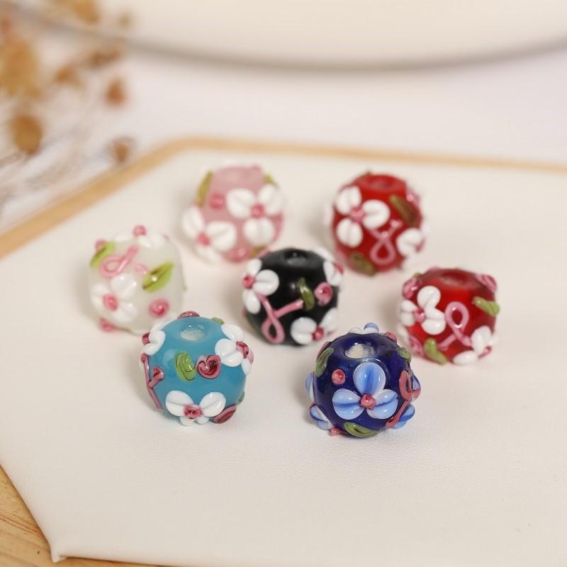 10PC 12mm Japanese Cherry Blossom Beads with Three Petals, Flower Outside, Glass Beads, Scattered Beads, DIY Handmade Bead Beads
