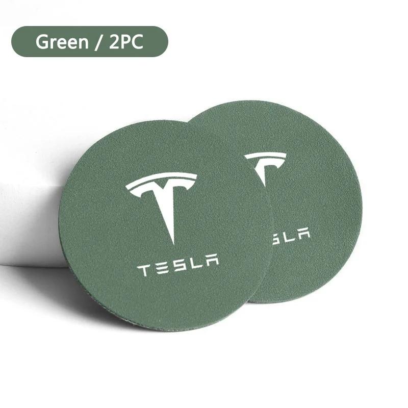 Car Sticker Tesla 2pcs Non-slip Car Logo Coaster Water Cup Pad For Tesla Model 3 Y S X 2017 2018 2019 2020 2021 2022 2023 Roadst