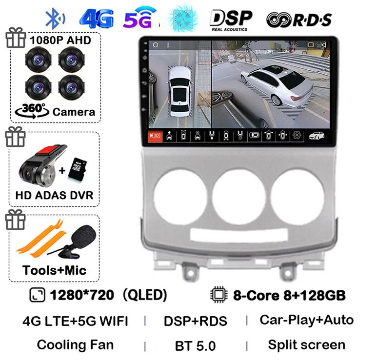 Android 14 Carplay Auto Car Radio For Mazda 5 2005 2006 2007 2008 2009 2010 GPS Multimedia Player Stereo Head Unit Audio WIFI+4G