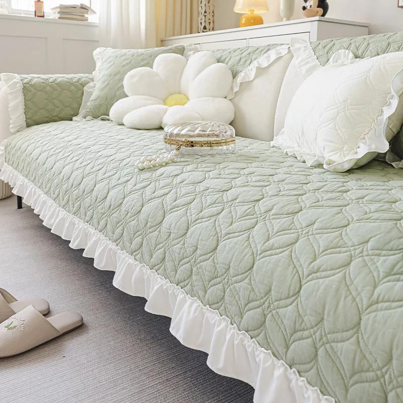 Fashionable Simple Chenille Sofa Cushion Non-slip Solid Color Light Luxury Embroidered Cushion Sofa Cover Cloth Sofa Cover