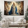 Virgin Mary Tapestry, Mother and Child with Angels In Heaven, Religious Christian Wall Art for Living Room Bedroom Decor