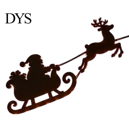 Innen-Weihnachtsdekoration Beleuchteter Weihnachtsschlitten Rentier Wanddeko mit Fernbedienung, 3D Leuchtendes Holz Rinde Feiertagskunst für Zuhause und Eingangsbereich zum Aufkleben