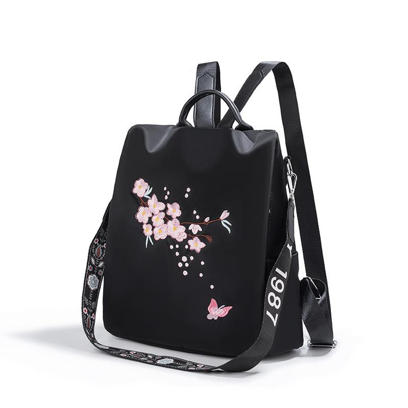 Apsauga nuo vagystės Mada Laisvalaikis Kelionės Atspari dilimui Kuprinė Moteriška Oksfordo audinio Gėlių siuvinėjimas Mokyklinė kuprinė Kuprinė mergaitėms