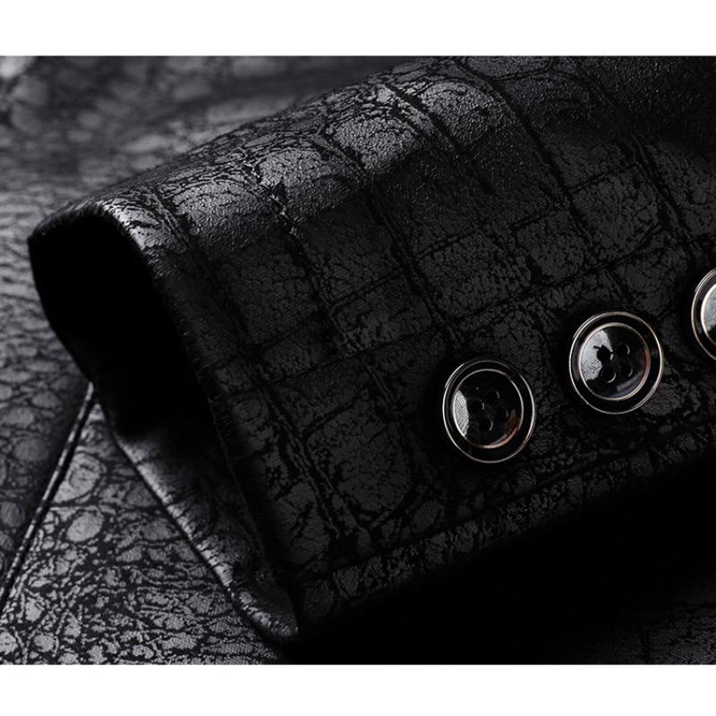 Leather Jacket Men's Autumn and Winter New Men's Soft Leather Suit Collar Jacket Jacket Men's Two-button Casual Leather Suit