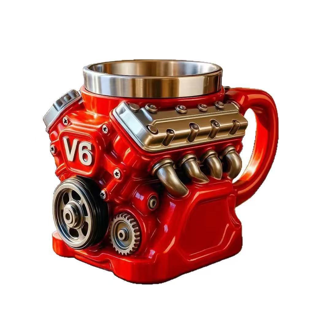 Taza 3D de Acero Inoxidable con Motor V8Taza de Resina con Motor V8