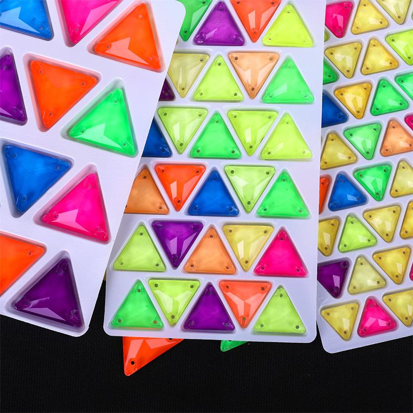 Neon Fluorescent Triangle Hand-Sewn Drill, Glass Rhinestone Flat Buckle Diy Accessories Clothing Wedding Materials Accessories