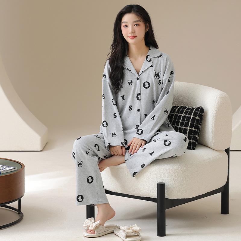 1A antibacterial pajamas women's 1011 new autumn all-pure cotton long-sleeved summer loungewear set spring and autumn models