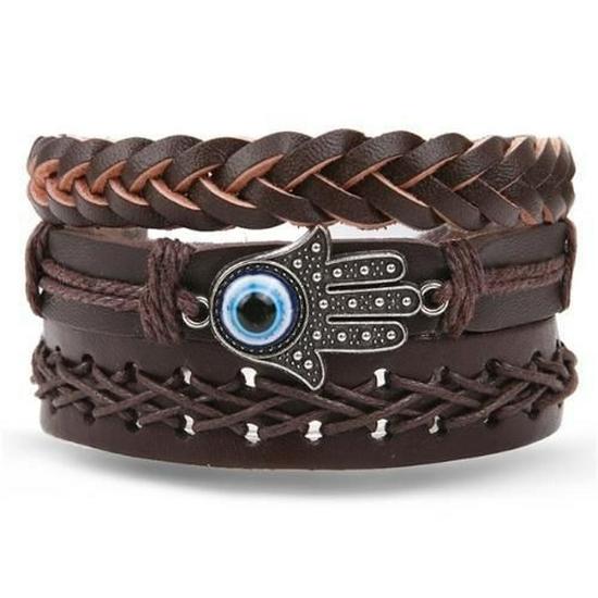 Schmetterling Stern Mond Anhänger Vintage Mehrschichtiges Lederarmband