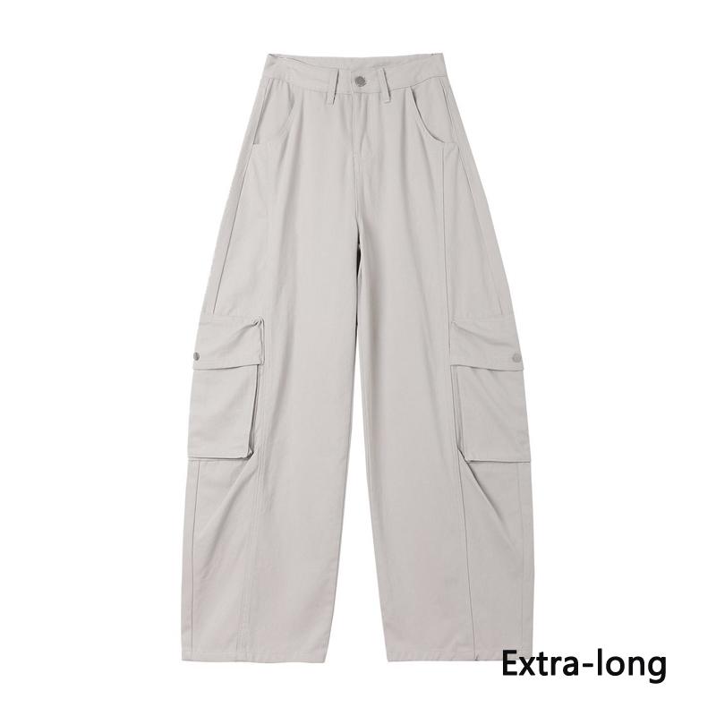 Spring Summer Paris Gray Cool Street Cargo Relaxed Hide Fat Saber Cut Wide Leg Trendy Denim Pants Women Casual Pants Oversize Denim Trousers