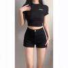 Petite High-Waisted Black Denim Hip-Lifting Shorts - Sexy Spring/Summer 2026 Collection