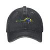 Brazil Flag Heartbeat Baseball Caps Vintage Distressed Denim Snapback Hat Unisex Style Adjustable Fit Caps Hat