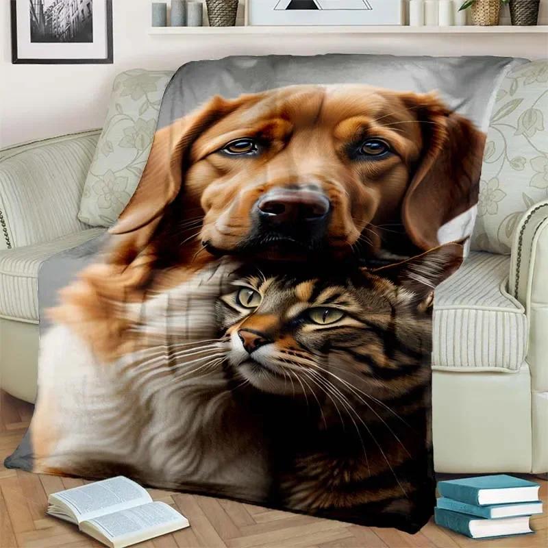 Warm and Cozy Cute Cat Pattern Flannel Blanket for Couch, Bed, Sofa, Office - Soft and Soothing Digital Printing Throw Blanket