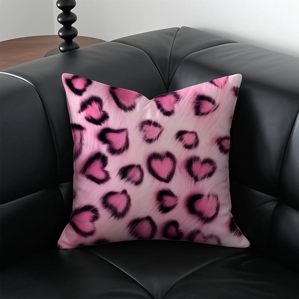 Leopard print Cushion Cover Pillow Case Antidustmite Invisible zipper silky plush cushion