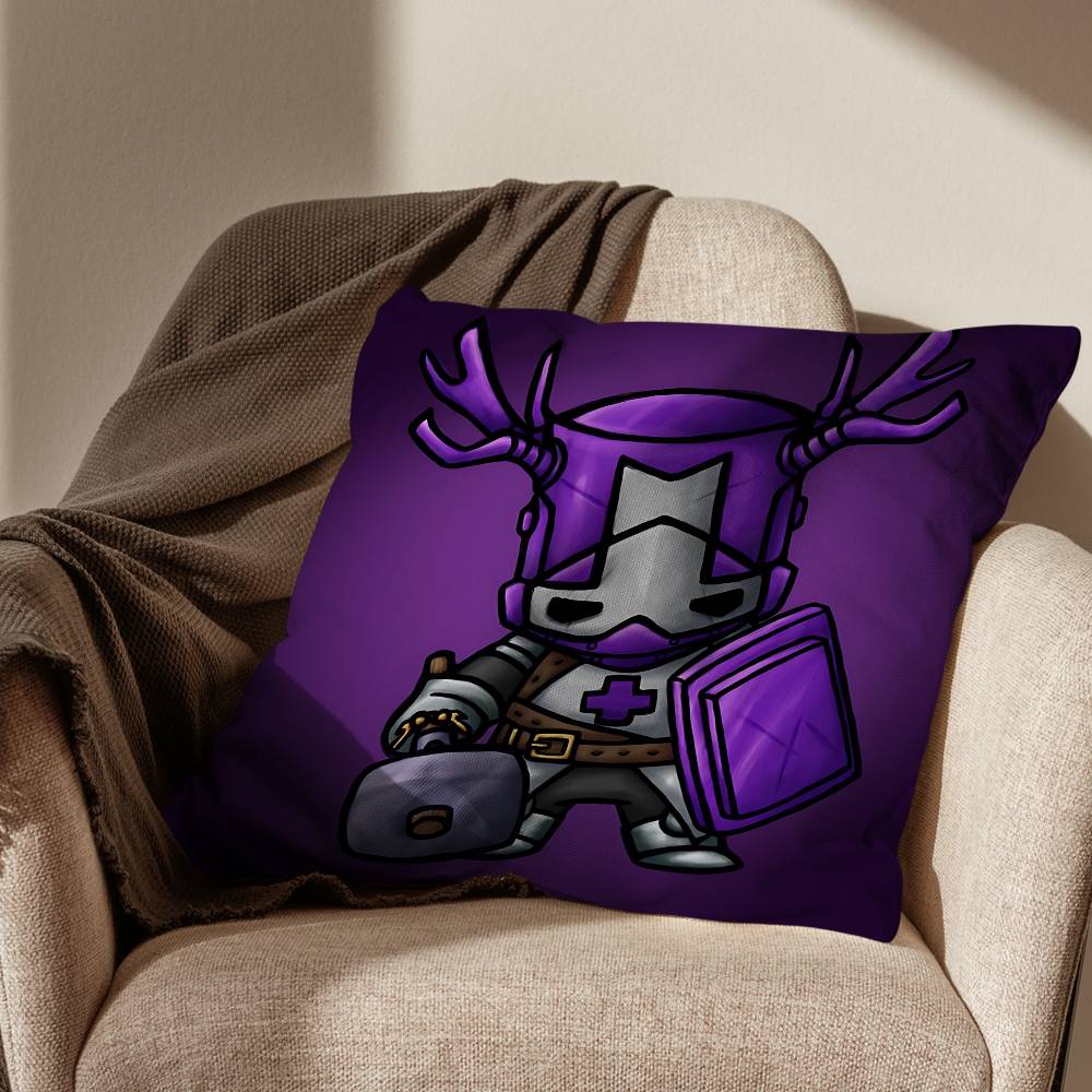Game Blue Red Castle Crashers Pillow Case Anti-dustmite Pillowcase Invisible zipper silky short plush Sofa cushion cover