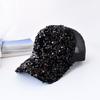Shiny Sequins Breathable Net Stitching Extended Brim Baseball Hat Sunscreen Bright Color Stage Sun Hat Fashion Accessories