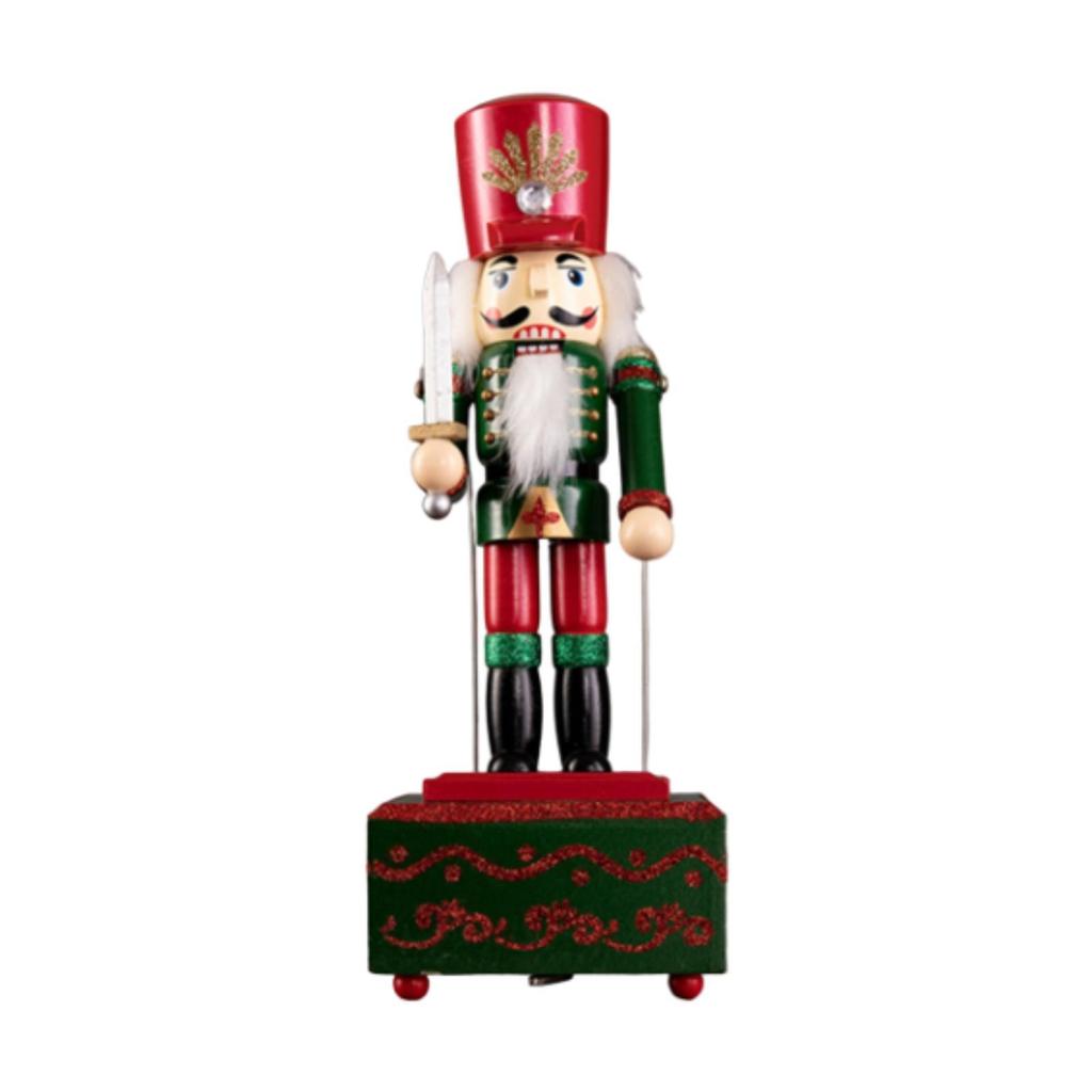 Wooden Music Box Desktop Decor Christmas Nutcracker Decor Nutcracker Puppets for Holiday New Yea Wedding Shelves Valentines Day