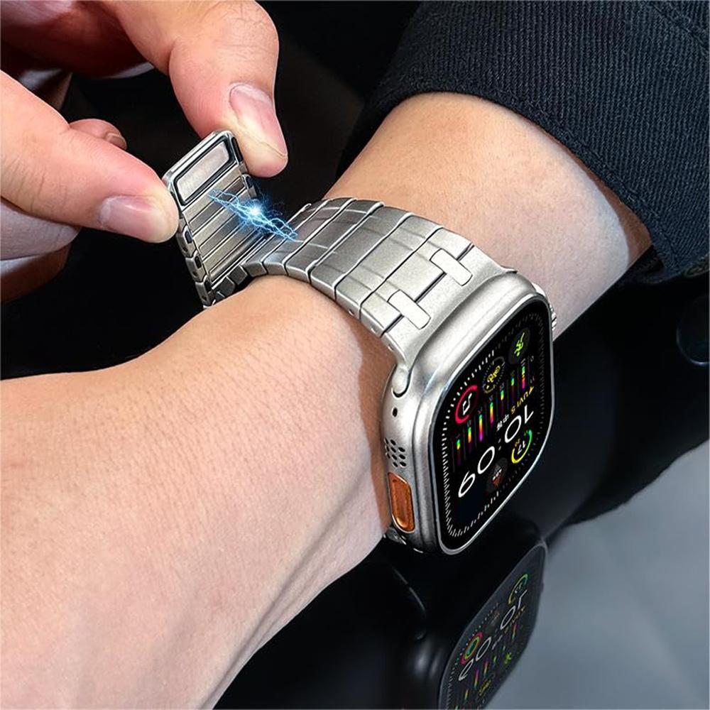 Magnetic Stainless Steel Strap for Apple Watch Ultra 2/1 49mm 10 9 8 7 45mm 46mm Luxury Men Band For IWatch Series 6 5 4 Se 44mm