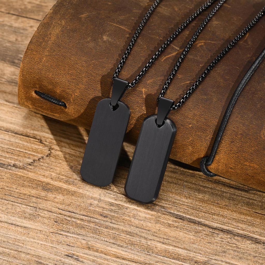 Rectangle Bar Necklaces for Men, Waterproof Stainless Steel Geometric Pendant Collar, with Box Chain 45/50/55/60/70cm