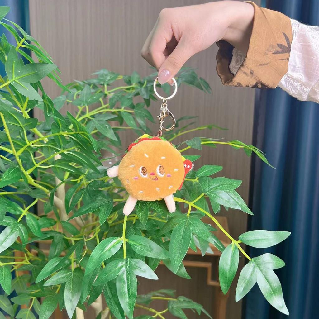 Roztomilé francouzské kreslené hranolky, hamburger a hot dog plyšové klíčenky mini figurky