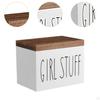 Bathroom Storage Box for Feminine Products with Lid Wooden Organizer