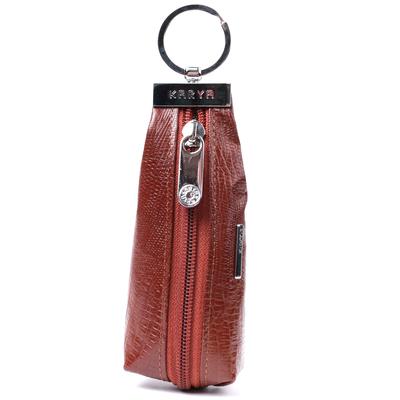 Roomy Key Holder Made of Textured Genuine Leather KARYA Key Wallet 22822 Red