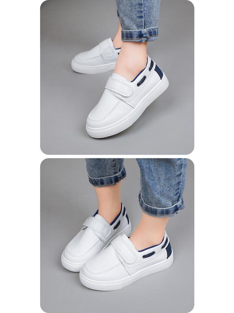 Korean Style Low-Top Leather Slip-On Loafers for Boys & Toddlers - Soft Sole Casual Shoes