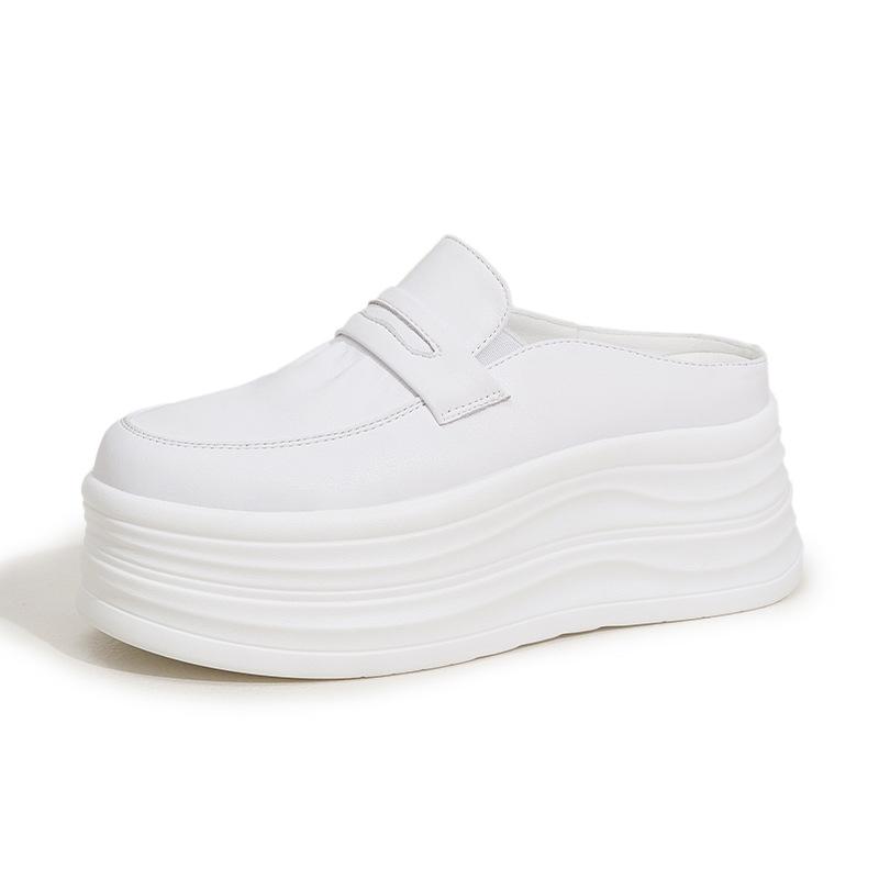 

Маленькие белые туфли на толстой подошве для женской коллекции весна-лето 2025, прохладные шлепанцы для улицы, универсальные, с высоким подъемом внутри 38 белый