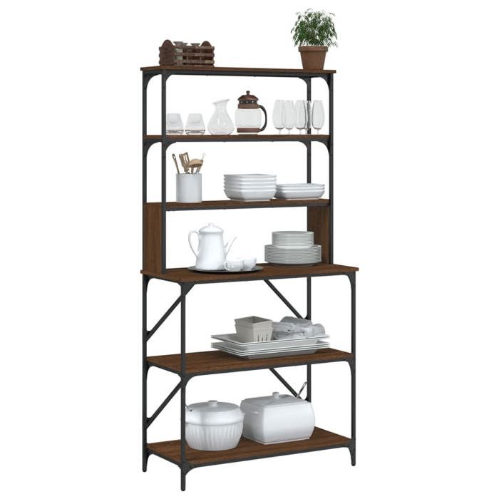Support de boulanger - vidaXL - 6 niveaux - Bois d'ingénierie - Métal - Marron