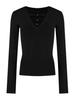 Spicy V-Neck Long-Sleeve Velvet T-Shirt Women's Slim Fit Cinched Waist Base Layer Black Top