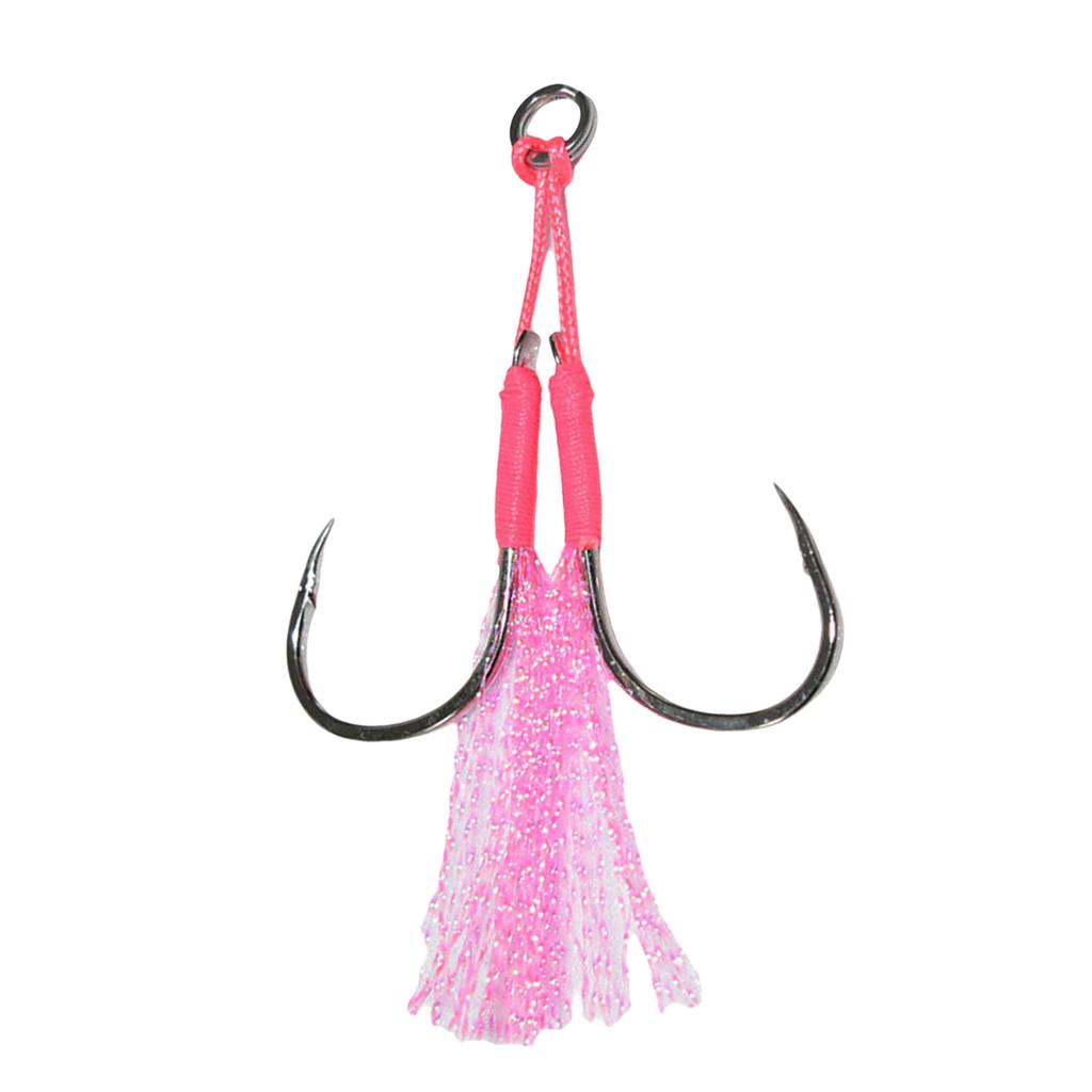20Pcs Small Jig Jigging Hooks Assist Rigs Circle Hooks Double Fishing Assist Hook Kits Sea Fishing Jigging Lures Hooks
