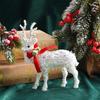 Christmas Deer Figurines Glittering Reindeer Sculpture Christmas Deer Decorations Indoor Wear Scarf For Home Winter Holiday