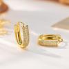 18K Gold U-shaped Geometric Earring Hoops with Zirconia Earring Backs - European & American Fashion