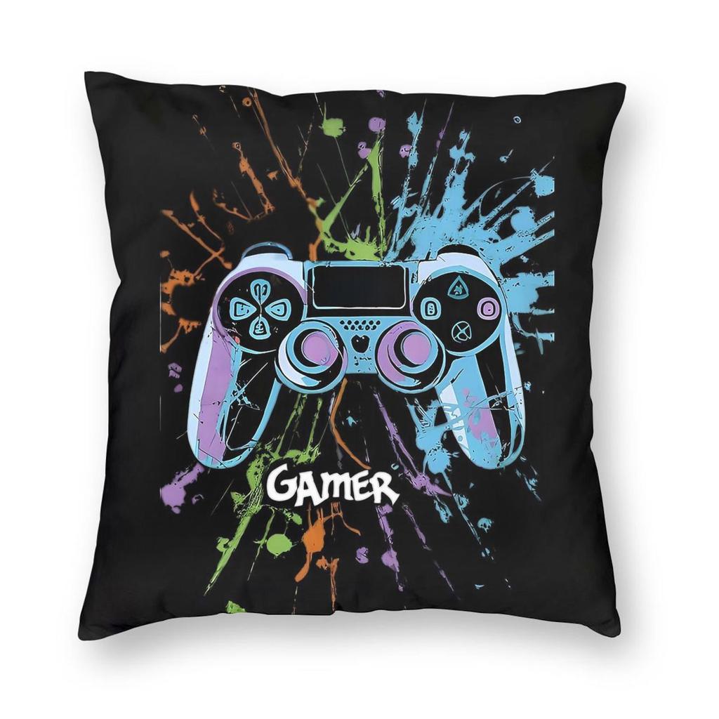 Gamer Controller Square Pillowcase Polyester Linen Velvet Creative Zip Decor Throw Pillow Case Home Cushion Cover