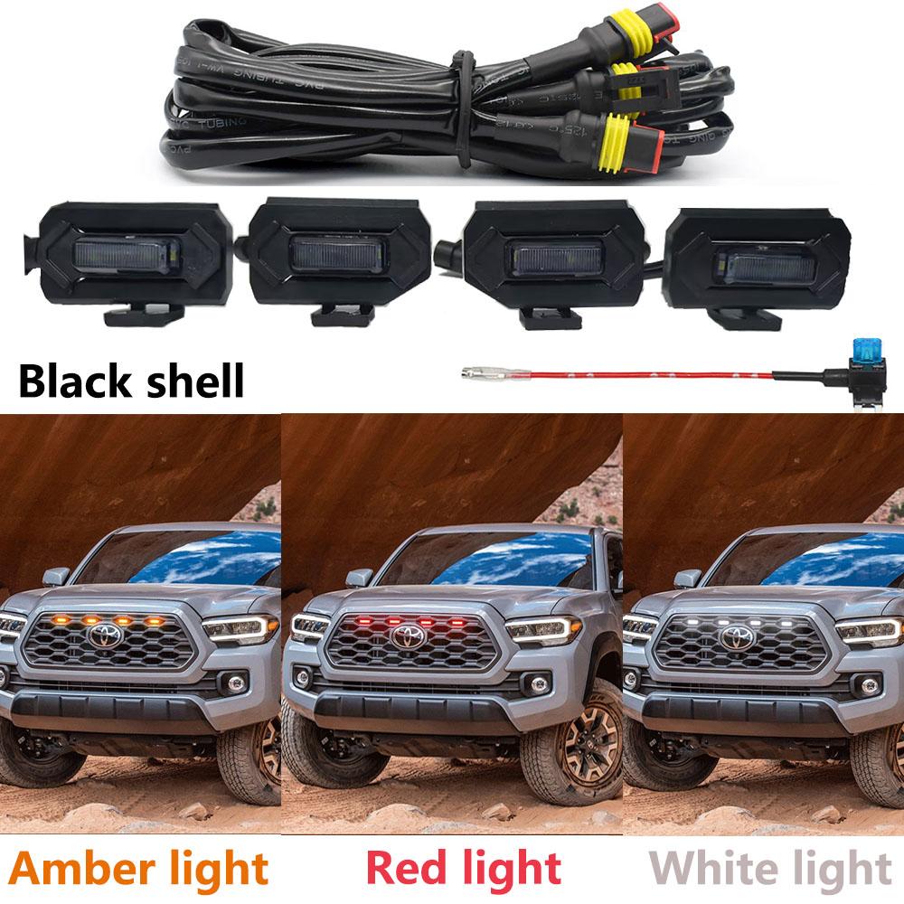4 in1 Grille Lights For Toyota Tacoma 2020 2021 Car LED Strobe Light Warning Daytime Running Lamp For Tacoma DRL Amber Lights