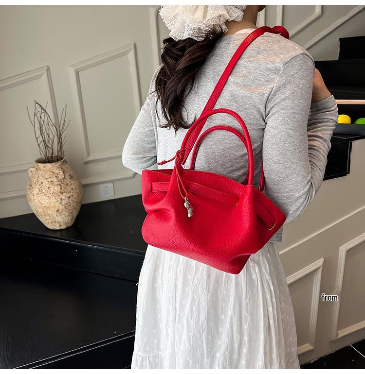 Lychee Pattern Large Capacity Luxury Handbag - Women's Fashion Commuter Bag