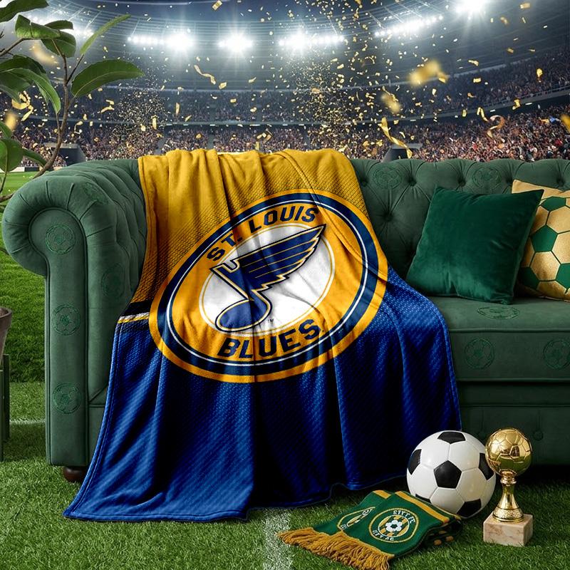 Louis Blues Eishockey Team Wirft Decke Flanelldecken Plüsch für Sofa Bett Geschenke für Männer Frauen Reise Picknickdecke Weihnachtsgeschenke für Fans