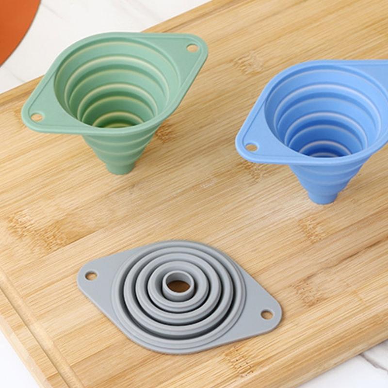 Retractable Kitchens Funnel Leak proof Wide Opening Silicone Materials Compact For Home Camping Cooking Storage
