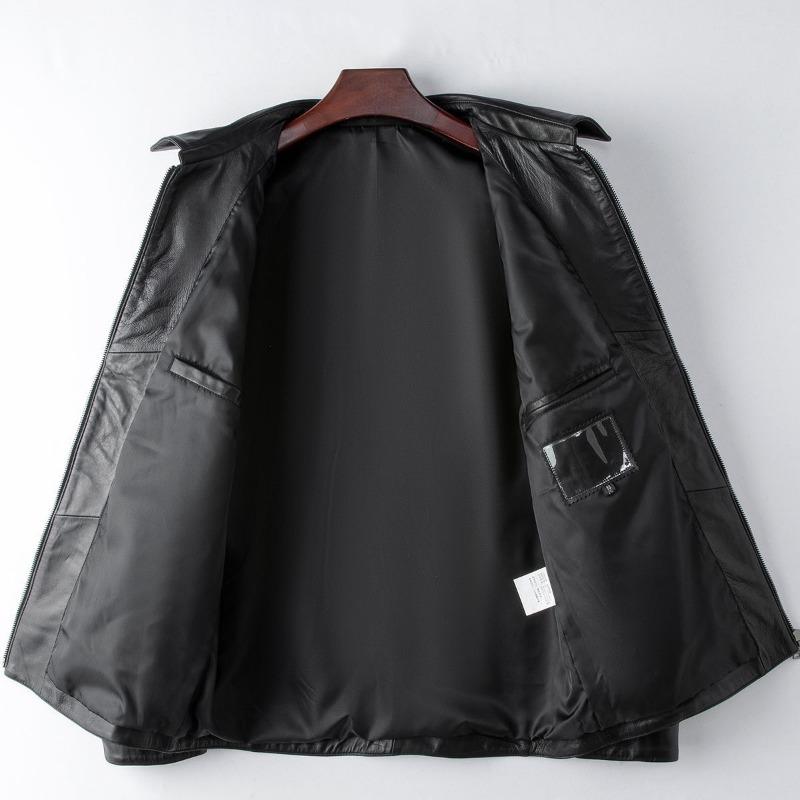 Herren Business Revers PU-Lederjacke Frühling Herbst Pendler Mantel