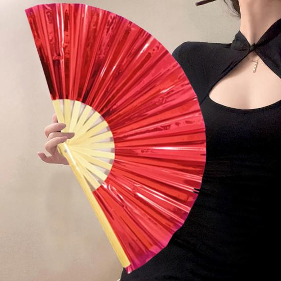 Folding Fan Colorful Handheld Fan with Bamboo Bones for Festivals Rave Parties Performance Home Decoration