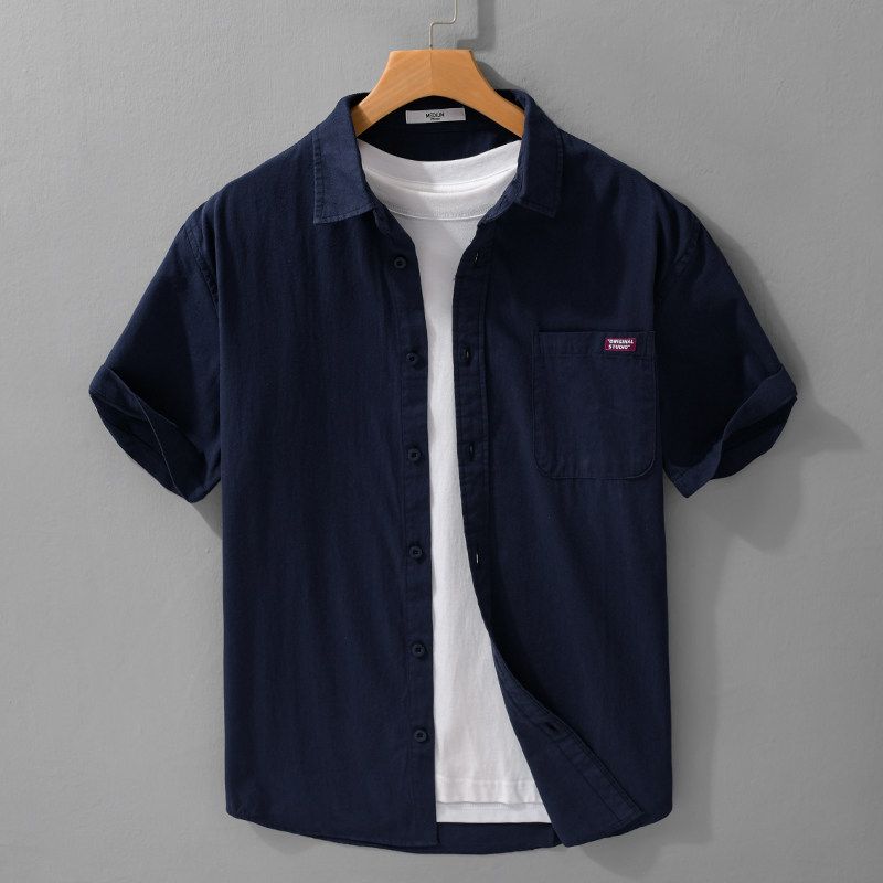 Summer Japan fashion Retro Short sleeve Shirts Men's Clothing 100% Cotton Washed Loose Casual Half Sleeve Shirt Artistic New