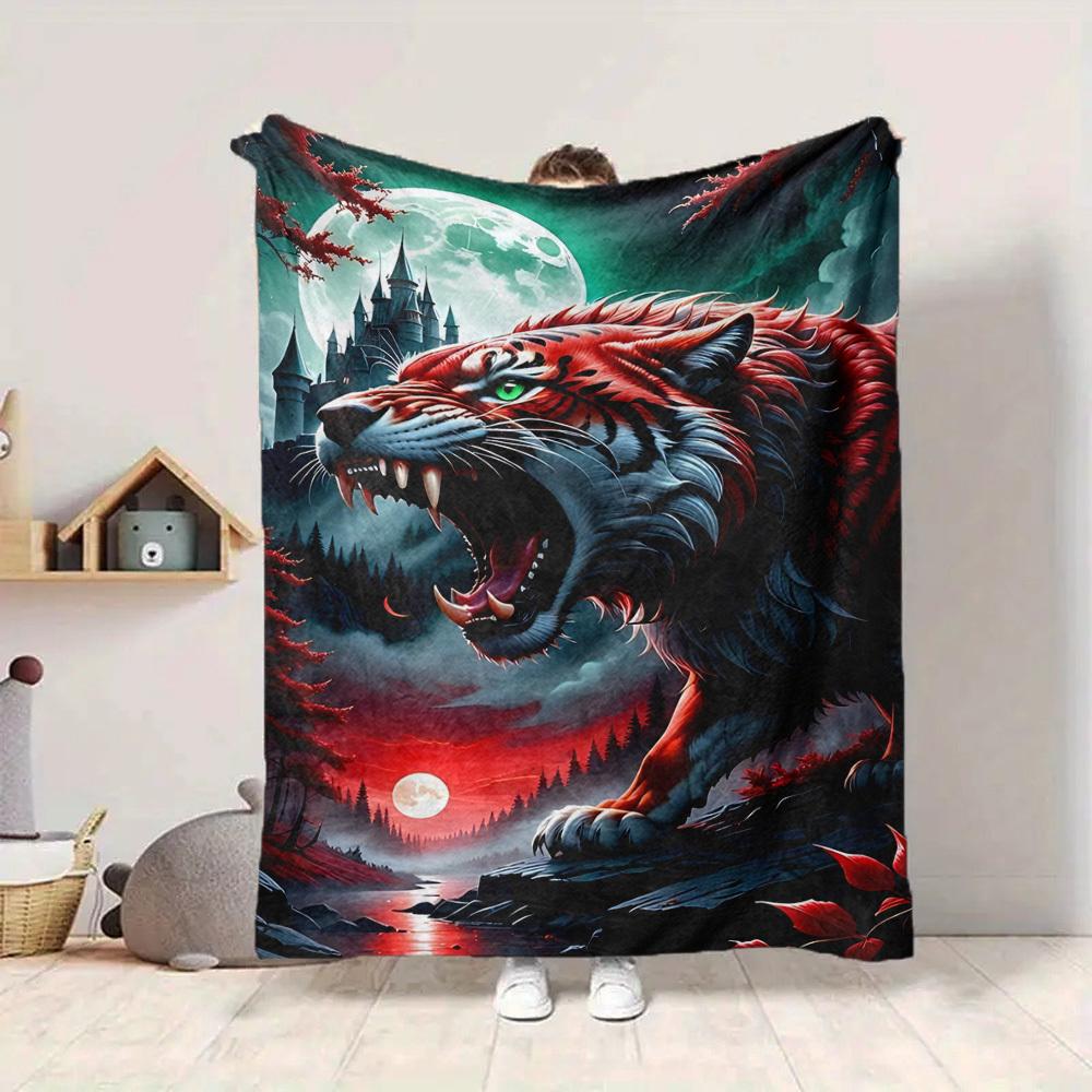 1pc Fantasy Tiger Blanket Lightweight Blanket Throw Blanket For Sofa, Bed, Travel, Camping, Livingroom, Office, Couch, Chair yy251010086