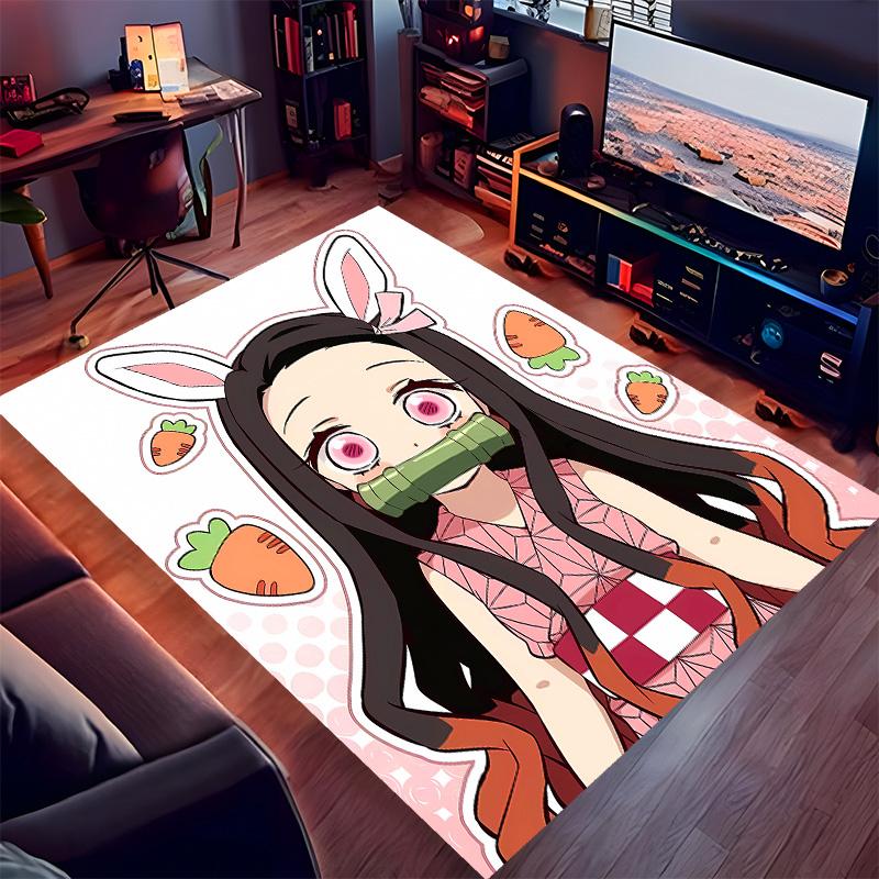 Demon Slayer Nezuko2 Printed Absorbent Washable Carpet, Non-Slip Bathroom Mats, Kitchen Rugs, Yoga Mat,Living Room Entrance, Camping Picnic Rugs