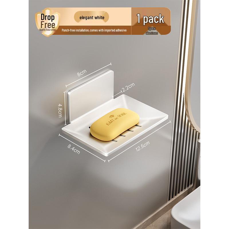 Gun Gray Aluminum Wall-Mounted Soap Dish - Creative, Punch-Free Draining Holder for Bathroom Storage