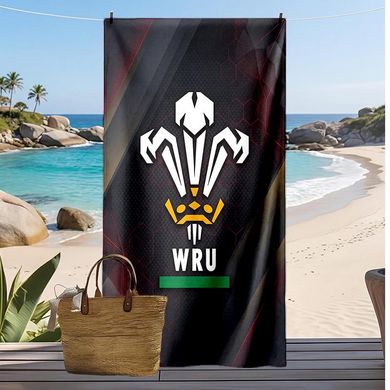 Wales Rugby Aufdruck Strandtuch Weich Tragbar Schnell?Trockenes Handtuch für Pool Sommerurlaub Outdoor Sport