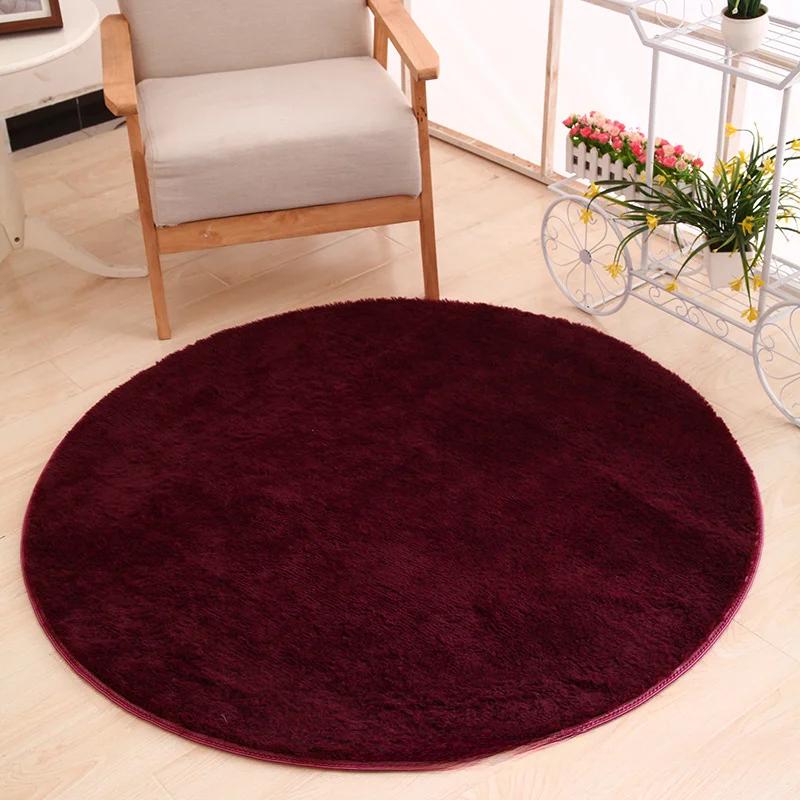 Thick Silk Carpet Floor Mat Fluffy Tender Comfortable Solid Simple Daily Living Room Bedroom Round Skin-friendly Household Ins