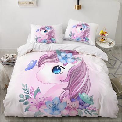 Girl Pink Unicorn 3d Bedding Set Kids Bed Linen Quilt Duvet Cover Sets Home Textile Decor Twin Single Queen King Size Gift Cute
