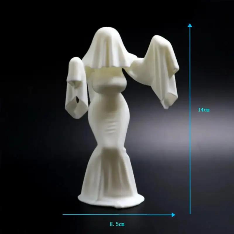 Halloween Geisterbraut 3D-gedrucktes Charakter-Skulpturmodell Kreative weibliche Desktop-Figur Ornamente für gruselige Dekoration