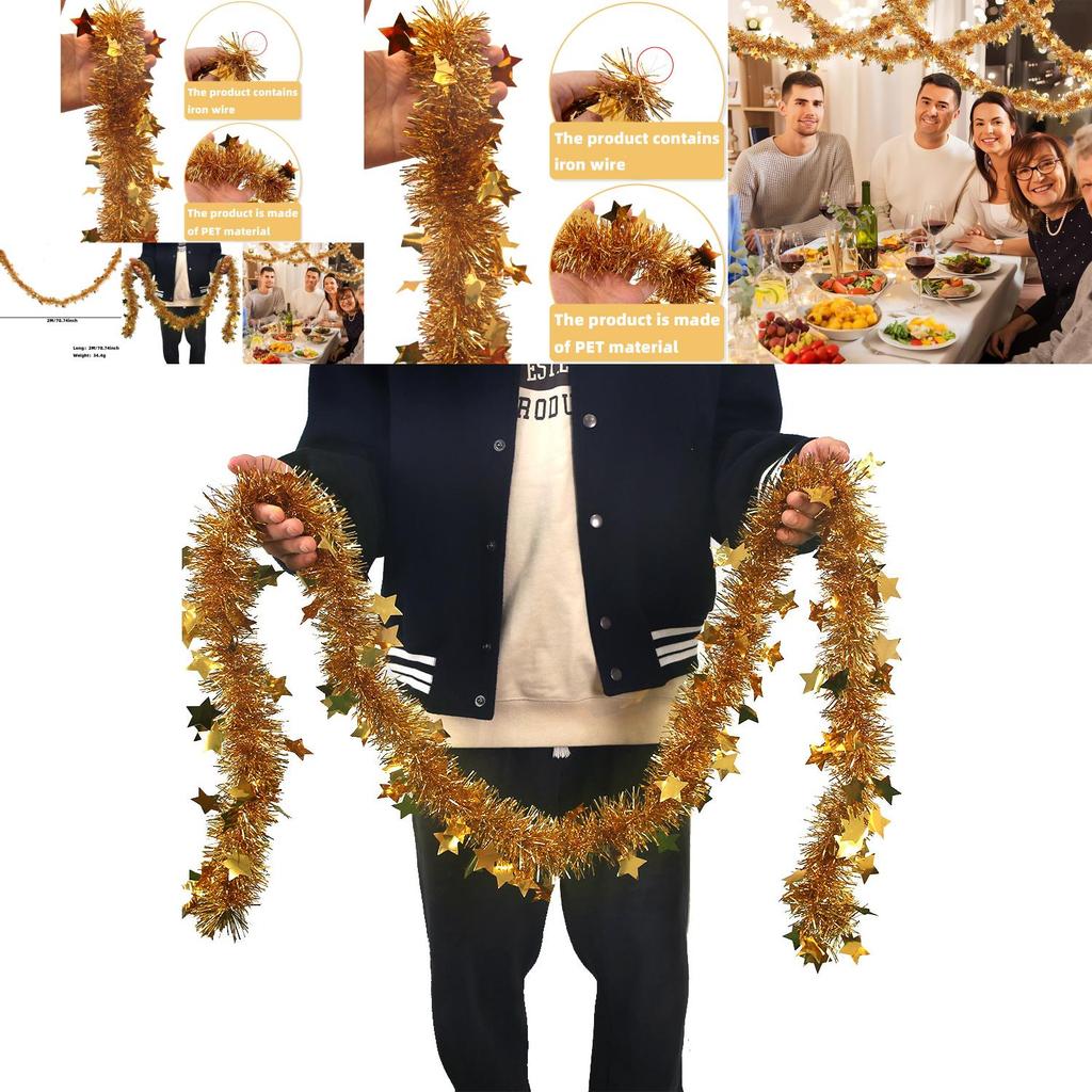 Stunning 2m Heavyweight Golden Starry Tassel Garland For Festive Occasions