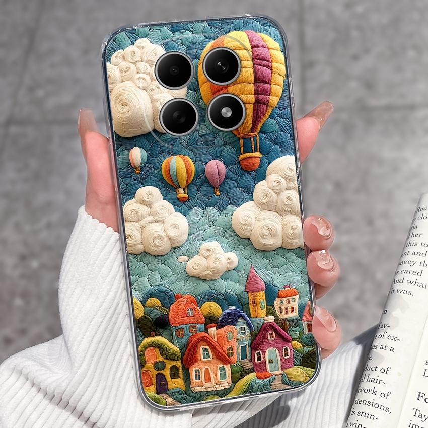 For Redmi Note 15 14 13 Pro Plus 5 5A 4 4X Phone Case Chinese Style Red-Crowned Crane Patterns Transparent TPU Shockproof Casing For Redmi Soft Covers