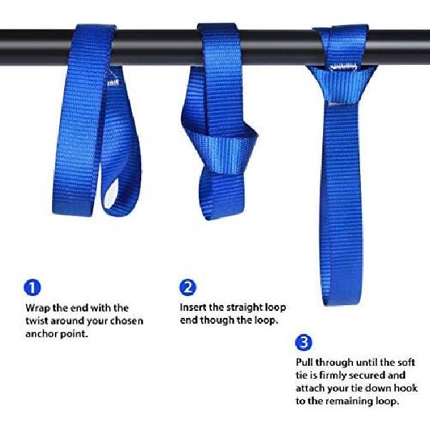 Soft Loop Tie Down Straps (8 Pack) 1800Lbs Load Capacity, 4800Lbs Breaking Strength Heavy Duty Tie Down Loops For Securing ATV UTV Motorcycles
